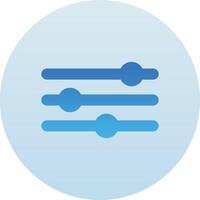 Three Lines with Dot Filter Circle Icon with Blue Gradient Isolated on White Background vector