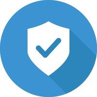Shield Safe Blue Circle Icon with Blue Shadow Isolated on White Background vector