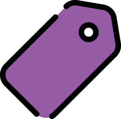 Discount Label Purple Icon with Black Outline Isolated on White Background