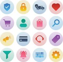 Ecommerce Circle Icon Set with Gradient Color vector