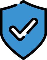 Shield Safe Blue Icon with Black Outline Isolated on White Background vector