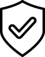Shield Safe Black Outline Icon Isolated on White Background vector