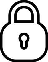 Secured Padlock Rounded Black Outline Icon Isolated on White Background vector