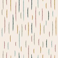 Seamless pattern features vertical brushstroke elements in shades of teal, mustard yellow, dusty pink, olive green, and dark teal on a light beige background vector