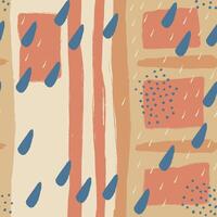 Hand drawn seamless pattern features geometric shapes and organic elements vector