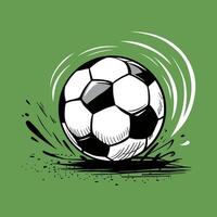 Stylized soccer ball in motion on a green background. Curved lines suggest speed. Ideal for sports themes vector