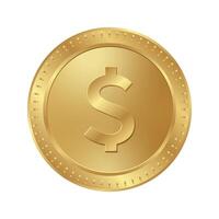 Golden dollar coin isolated on white background. vector