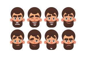 set of cartoon men with different facial expressions vector