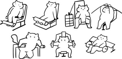 Exercise Cat Illustrations for Fitness and Fun Designs vector
