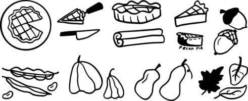 Minimalist Holiday Doodles for Thanksgiving and Autumn Themes vector