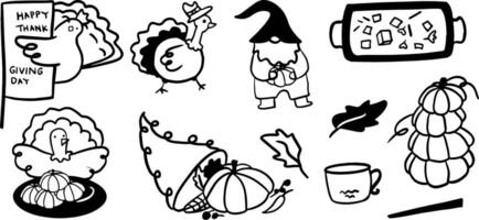 Thanksgiving Vibes- Minimalist Doodle Set for Fall Designs vector
