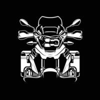 Adventure Bike Front View Stock Silhouette Monochrome Isolated vector