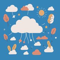 Art and Illustration of cloud, sun and moon vector