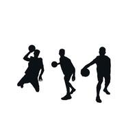 Silhouette of basketball players in action with the ball vector