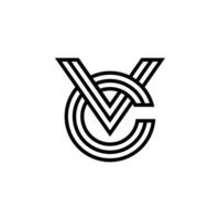 VC or CV letter monogram logo. Letters VC or CV linked lines logo design. vector