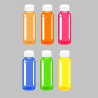 A set of colorful bottles on a gray background vector