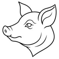 minimalistic silhouette of a pig s head vector
