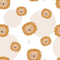 cute lion cartoon for pattern background vector