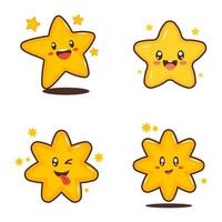 Collection of Cute Twinkling Little Star Character with Happy Expression vector