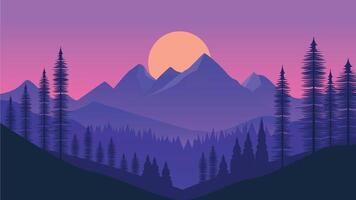 Nature Landscape of Mountain with Pine Fir Tree in the Forest vector