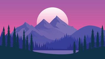 Nature View of Mountain with Pine Tree in the Forest vector