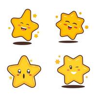Collection of Cute Twinkling Little Star Character Top Best with Happy Expression vector
