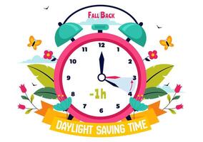 Illustration of Daylight Saving Time Adjustment with Alarm Clock in Seasonal Change Theme vector