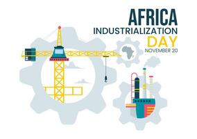 Factory Building and Urban Scene in a Flat Style Illustration for African Industrialization Day vector
