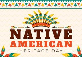 Heritage Day of Native American Tribes Art with Traditional Patterns in a Cartoon Background vector