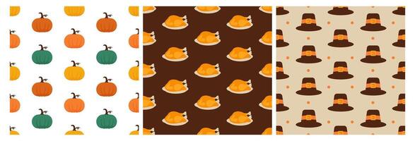 Fun and Festive Thanksgiving Seamless Pattern with Hand-Drawn Art vector