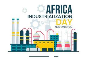 Illustration Celebrating African Industrialization Day with a Factory Operating in the Cityscape Background vector