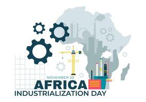 Flat Illustration of African Industrialization Day with Factories and Chimneys in a Cityscape vector