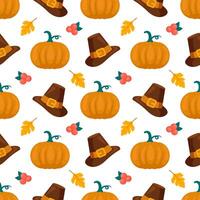 Thanksgiving Themed Seamless Pattern with Hand-Drawn Flat Elements vector