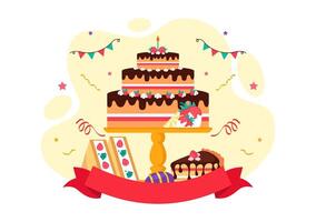 National Cake Day Illustration Featuring a Fun Collection of Pastries and Sweets vector