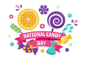 Design for National Candy Day on November 4 with Assorted Candies in a Playful Flat Cartoon Background vector