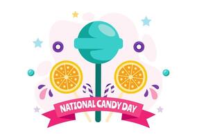 Illustration of National Candy Day on November 4 with Various Colorful Candies in a Flat Cartoon Background vector