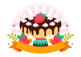 Illustration for National Cake Day on November 26 with Flat Style Sweets Background vector