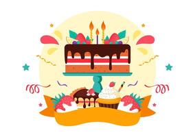Happy National Cake Day Illustration with Diverse Cakes and Pastries vector