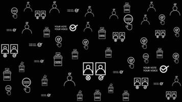 election icon make Pattern background contain vote icon for election party isolated in black vector
