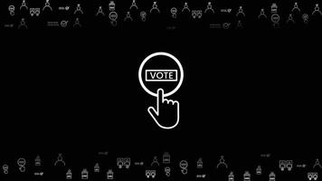election icon make Pattern background contain vote icon , box and text Your Vote is Your Voice , a icon vote for election isolated in black vector