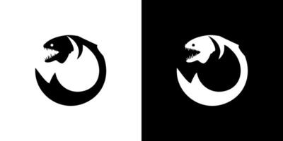 Predator fish in the circle icon logo abstract graphic design isolated vector