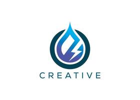 Thunder and drop logo design template vector