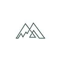 linear simple linked green mountain simple logo vector