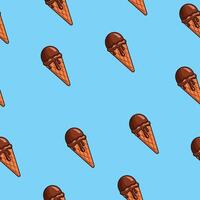 Cute seamless pattern of melted chocolate ice cream with cone. Ice cream motif background. illustration vector
