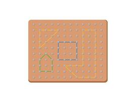 Geometry math board nails with rubber. geoboard the game vector