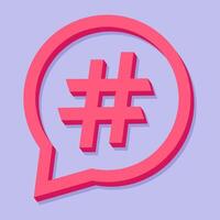 3D Hashtag in Speech Bubble Graphic vector