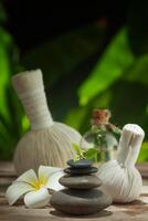 close up view of spa theme objects on color back photo