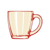 Outline illustration of glass cup with red yellow color vector