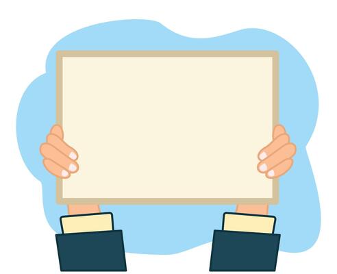 Hand Holding a Blank Paper for various messages or protest banner template in human hands