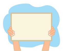 hands hold placards or hand hold blank board for announcement or information board vector